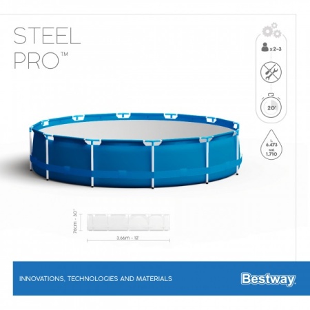 Bestway 56706 BW Каркасный бассейн Steel Pro 366х76см, 6473л